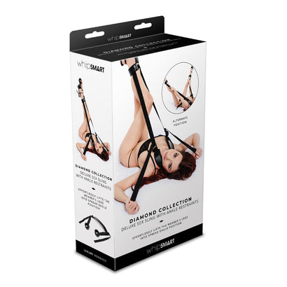 WhipSmart Diamond Deluxe Sex Sling with Ankle Restraints - Black Sling and Restraints