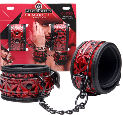 Crimson Tied Embossed Wrist Cuffs