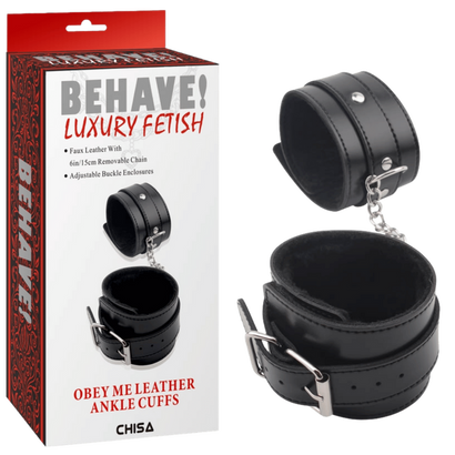 Obey Me Leather Ankle Cuffs (Black)