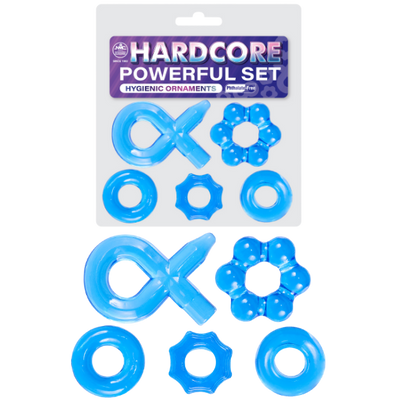 Hardcore Powerful Cockring Set (Blue)