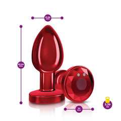 Cheeky Charms Red Rechargeable Vibrating Metal Butt Plug w Remote Medium-1