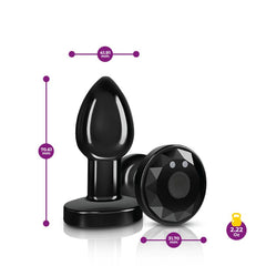 Cheeky Charms Gunmetal Rechargeable Vibrating Metal Butt Plug w Remote Small-2