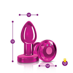 Cheeky Charms Pink Rechargeable Vibrating Metal Butt Plug w Remote Small-1