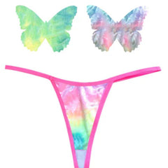 Rainbow Sherbet Tie Die Butterfly Pastie and Panty Set-0