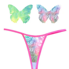 Rainbow Sherbet Tie Die Butterfly Pastie and Panty Set-1