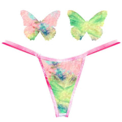 Rainbow Sherbet Tie Die Butterfly Pastie and Panty Set-2