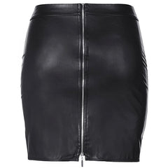 Stretch Wetlook Mesh Criss Cross Skirt Black-3