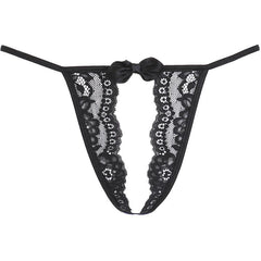 Lace Open Front G-String Black-2