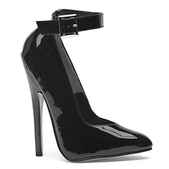 Fetish Pump w Ankle Strap Black 6in-1