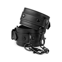 Faux Leather Ankle Cuffs Black-1