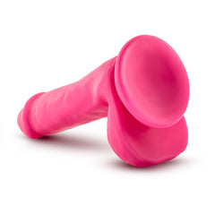 Neo Elite 6in Silicone Dual Density Cock with Balls Neon Pink