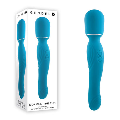 Gender X DOUBLE THE FUN - Blue 26.7 cm USB Rechargeable Dual Ended Vibrator Wand-0