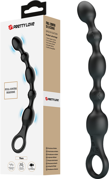 Rechargeable Silicone Anal Beads - Van (Black)-0