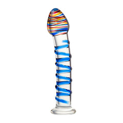 Sexus Glass Dildo Blue Swirls 18cm