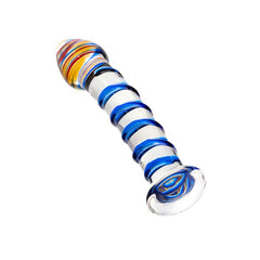 Sexus Glass Dildo Blue Swirls 18cm